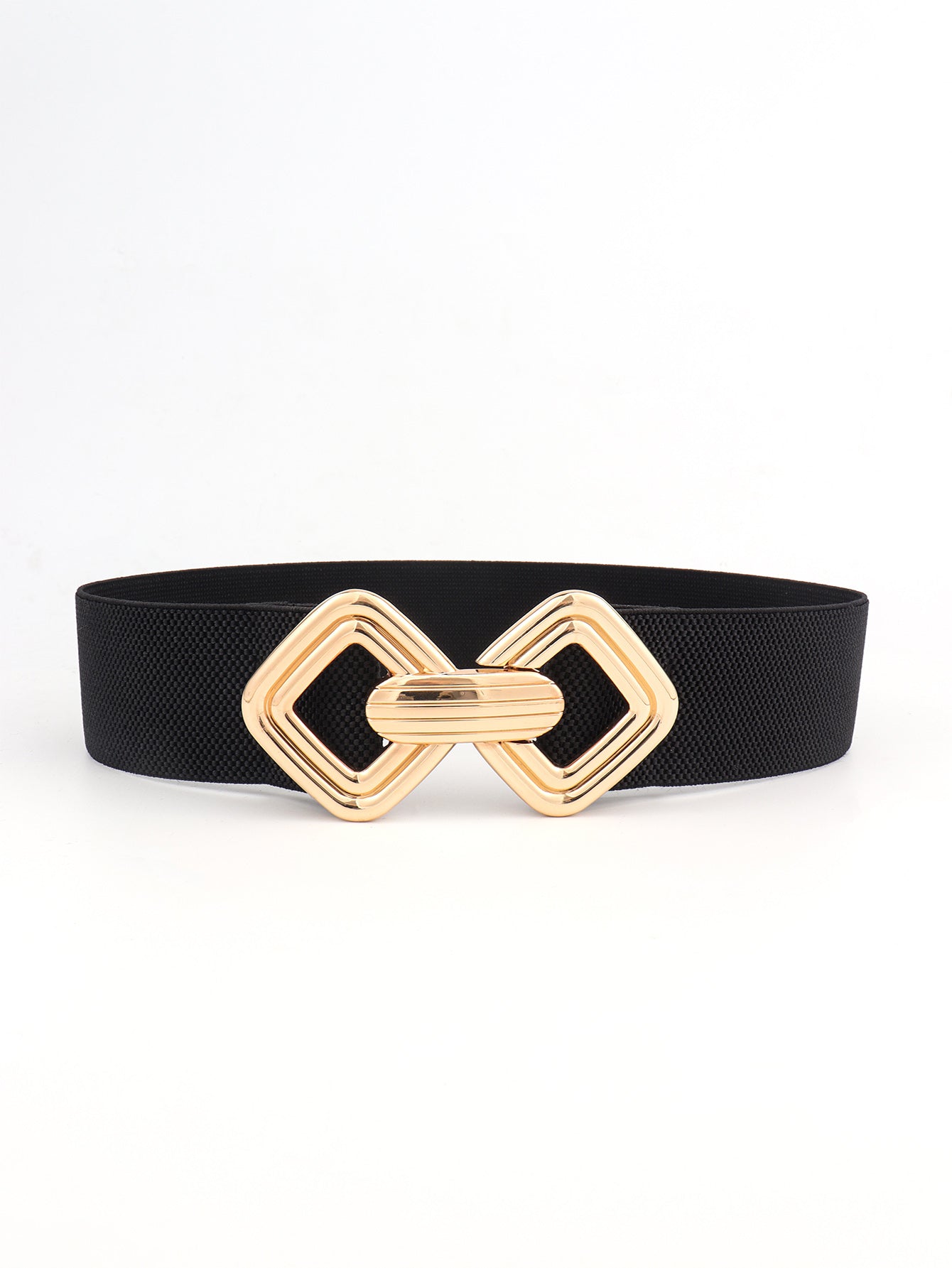 Geometric Buckle Elastic Wide Belt