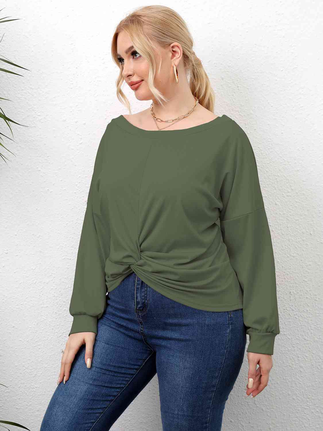 Plus Size Twisted Drop Shoulder T-Shirt