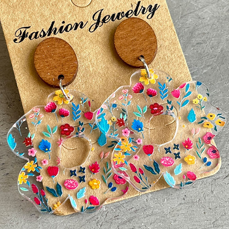 Flower Shape Acrylic Dangle Earrings