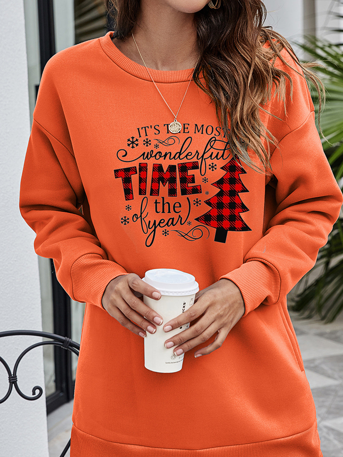 Christmas Tree Graphic Drop Shoulder Sweatshirt