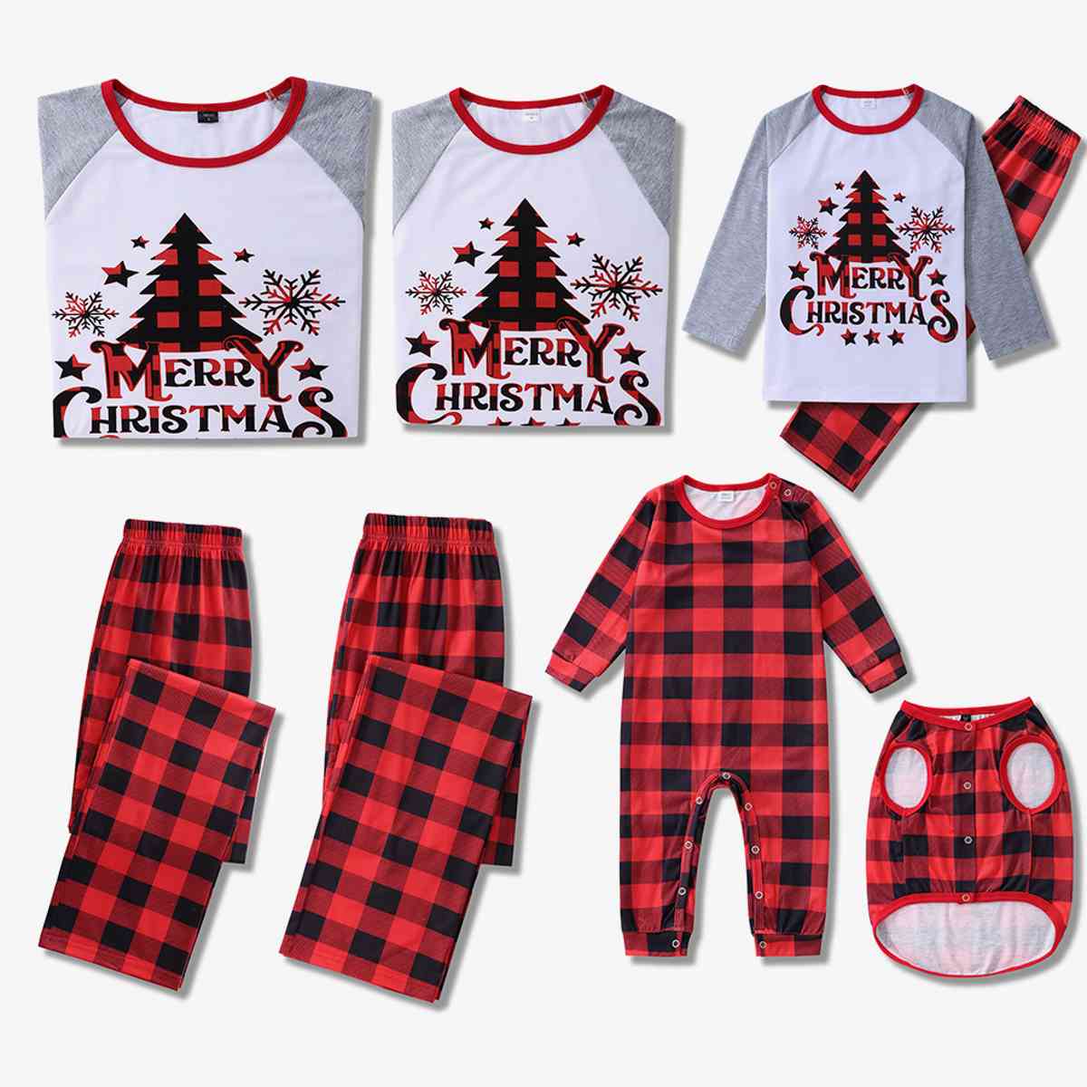 Women MERRY CHRISTMAS Graphic Top and Plaid Pants Set